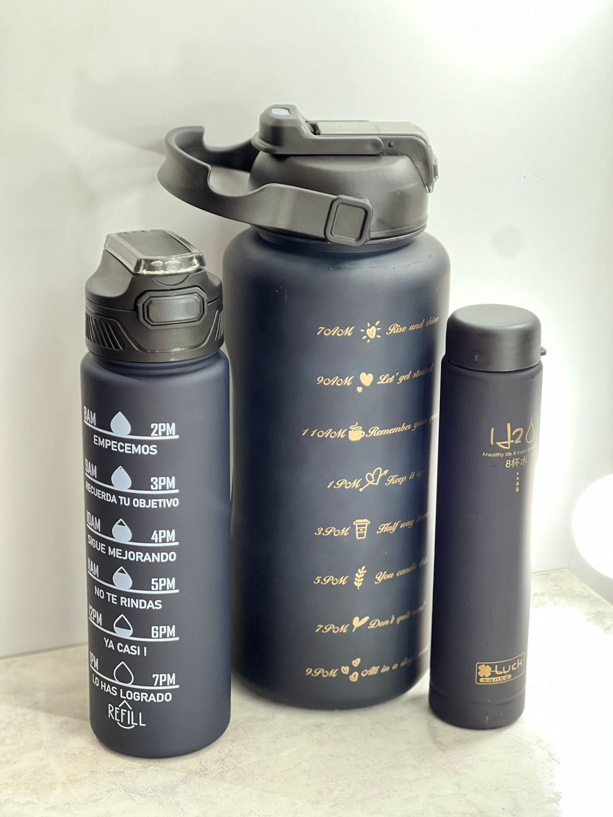 Trio de botellas motivacionales