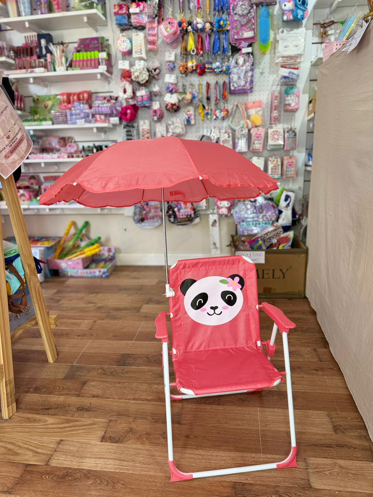 Silla reposera con sombrilla