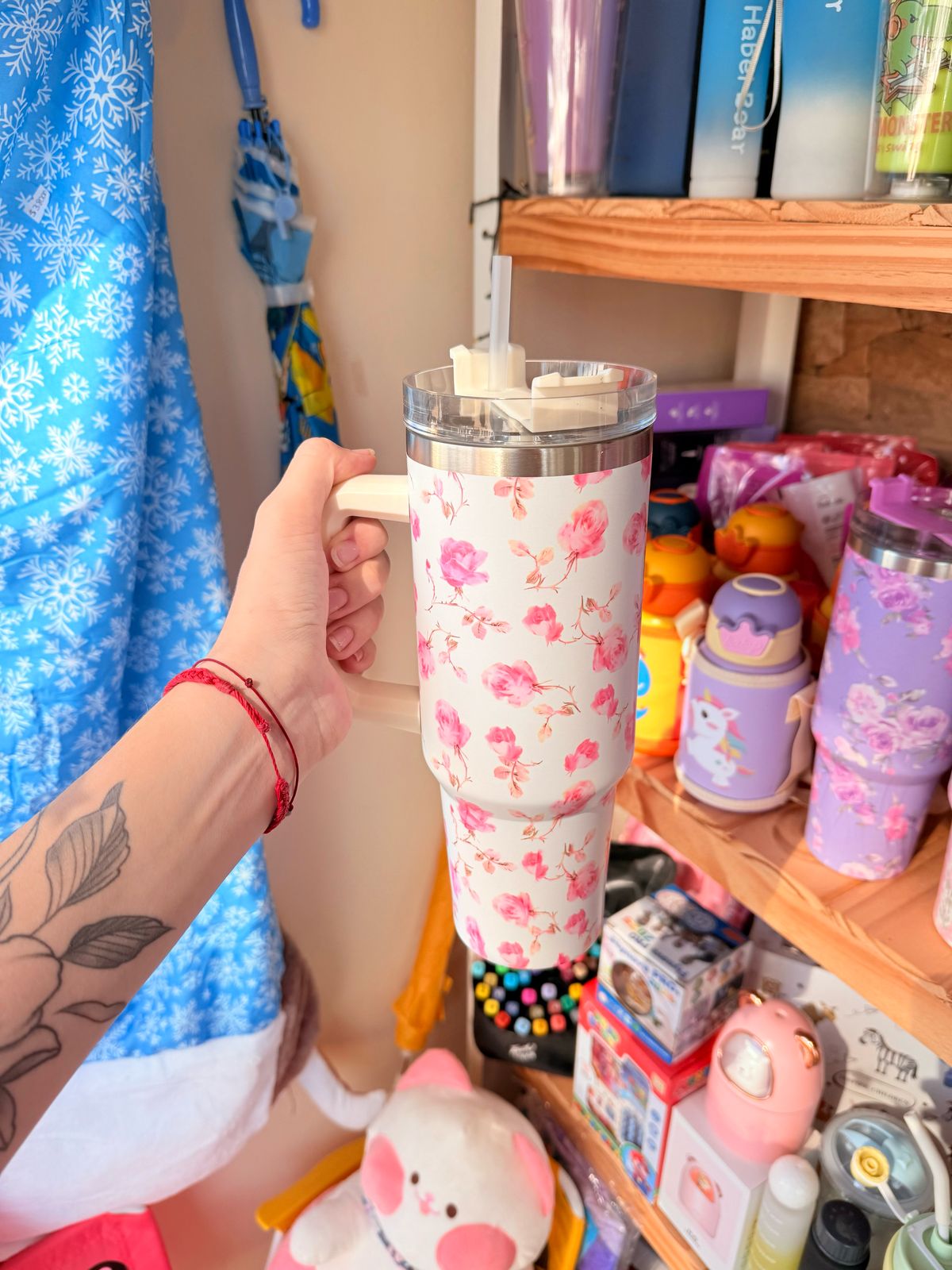 Termo 1200ml rosa con flores