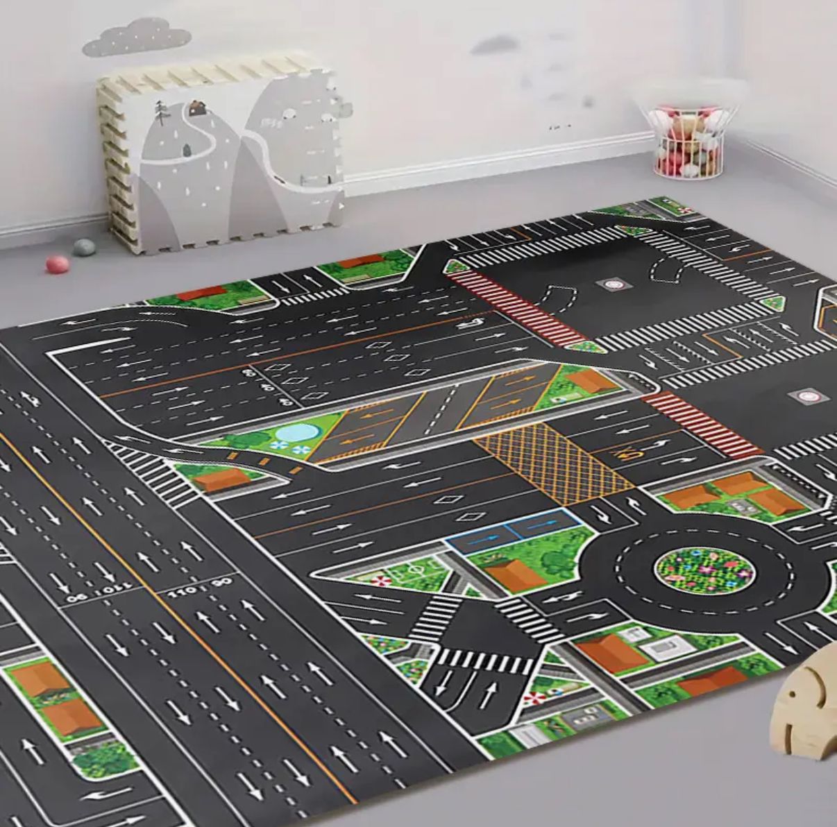 Alfombra de juego urbana para niños - Gran alfombra con patrones de tráfico