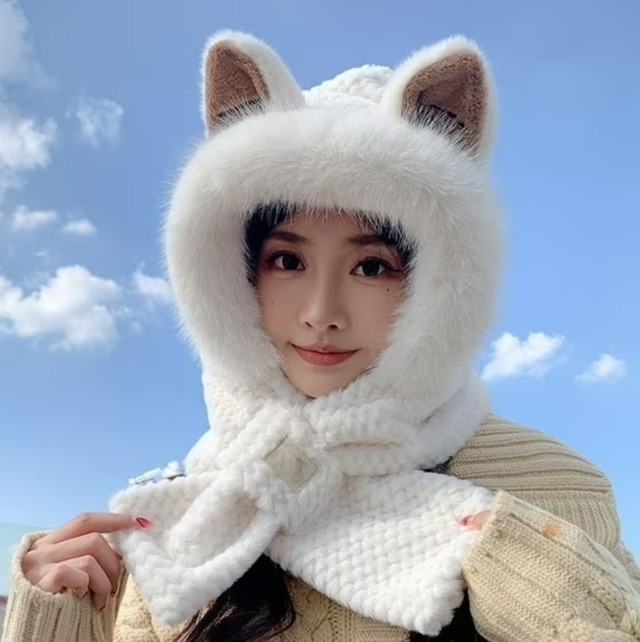 Gorro con bufanda gatito con orejas